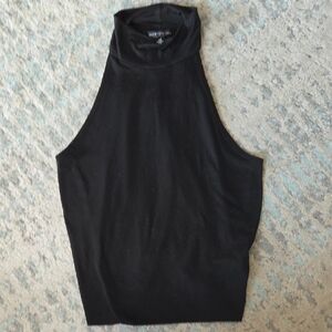 Moa Moa Black High Neck Crop Top XS | Sleek Minimal Halter Tank